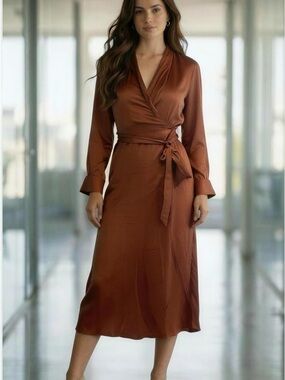 Reiss Designer 100% Silk Robe SMALL Coquette Maxi Long Mulberry Color Luxury
